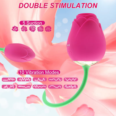 Rose Vibator Toy with Ball Vibrating Egg Clit Sucker Powerful Clitoris Stimulator Vagina Sucking Masturbators Sex Toys for Women