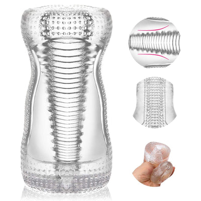 Transparent Male Masturbator Cup Masturbation Massager Pussy Crystal Vagina Oral Sleeve Stroker Portable Male Sex Toys for Men