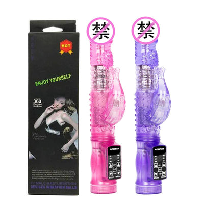 Women G Spot Rabbit Vibrator Sex Toys  Dual Vibration Rotatable Double Shock TPE Female Vagina Clitoris Massager Masturbation