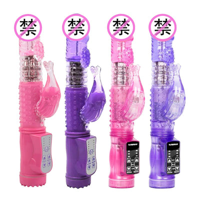 Women G Spot Rabbit Vibrator Sex Toys  Dual Vibration Rotatable Double Shock TPE Female Vagina Clitoris Massager Masturbation