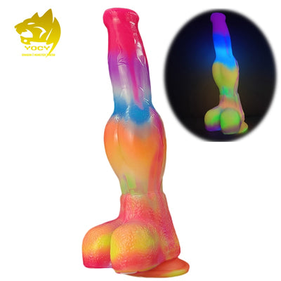 12 Fantasy YOCY Horse Wolf Animal Dildo Glowing in Dark Silicone Fantasy Dildo Strapon Sex Toy for Couples Gay Anal Butt Plug Masturbators
